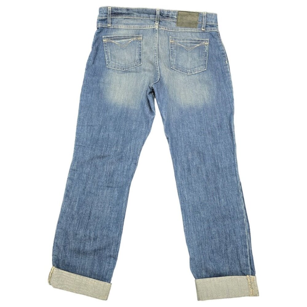 Vtg Harley Davidson Denim Blue Jeans Sz 29 Relaxed Distressed Light Wash Cuffed - Picture 2 of 13